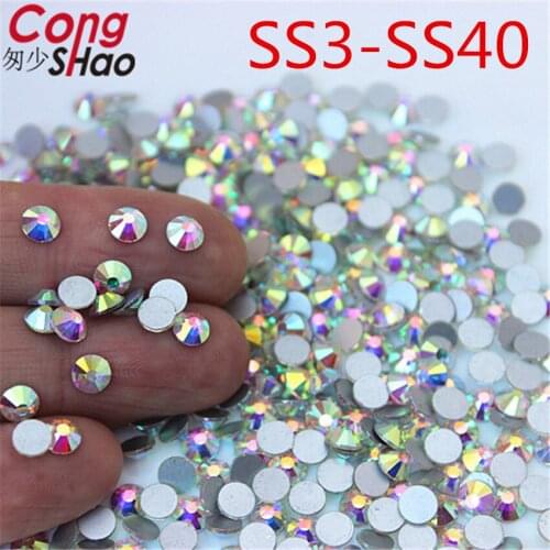 CongShao Glitter Rhinestone Crystal AB SS3-SS40 Non Hot Fix FlatBack Strass Sewing & Fabric Garment Crystal Nail Art Stone WC994