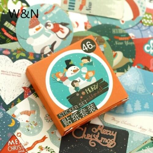 46 Pcs/Pack Christmas Decorative Stickers Adhesive Stickers DIY Decoration Scrapbooking Diary Stationery Stickers Children Gift
