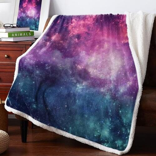 Purple Starry Sky Thick Blankets For Home Beds Bedspread Plush Fleece Blankets and Throws Winter Adult Kid Bed Cover