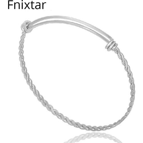 Fnixtar Never Fade Adjustable Stainless Steel Bangle & Bracelet Cuff Bracelet for Women DIY Jewelry Making 60mm 65mm 10pcs/lot
