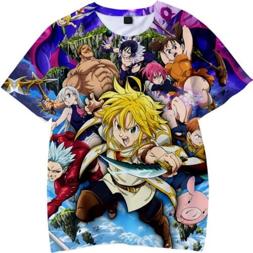 Anime T-shirt Seven Deadly Sins Nanatsu No Taizai 3D Print Streetwear Men Women Fashion Short Sleeve T Shirt Hip Hop Tshirt Tops
