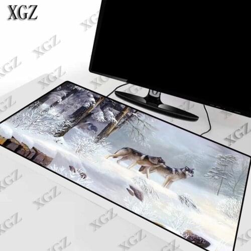 XGZ Snow Wolf Mouse Pad for High Quality Game Players Mats Computer Office Keyboard Table Large Lock Edge