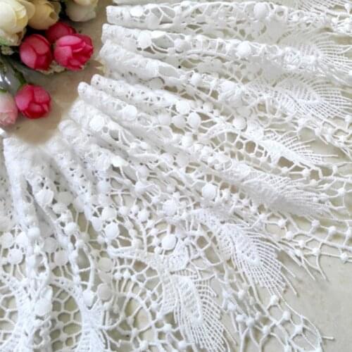 20cm width White and black tassel lace trim hollow water-soluble embroidery lace fabric For DIY Sewing Craft