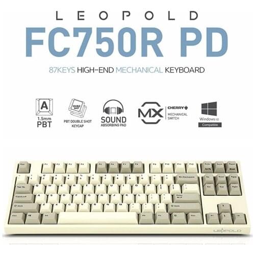 Leopold FC750R PD gray&white Thickened PBT two-color molding 87-key mechanical keyboard