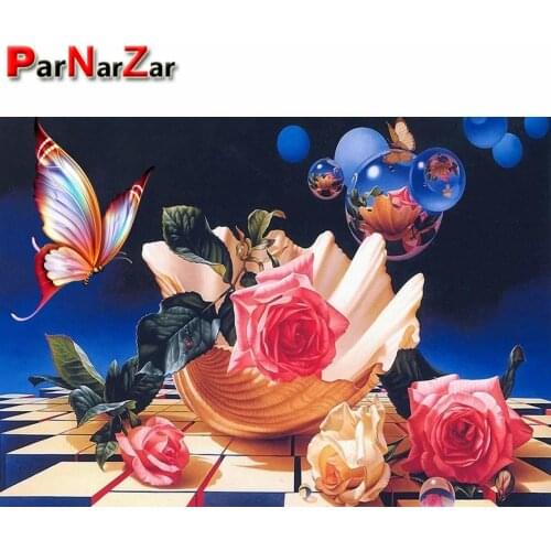 ParNarZar DIY 5D Shell Butterflies Rose Diamond Painting Full Round / Square Drill Kits Rhinestone Picture Art Craft Bedroom