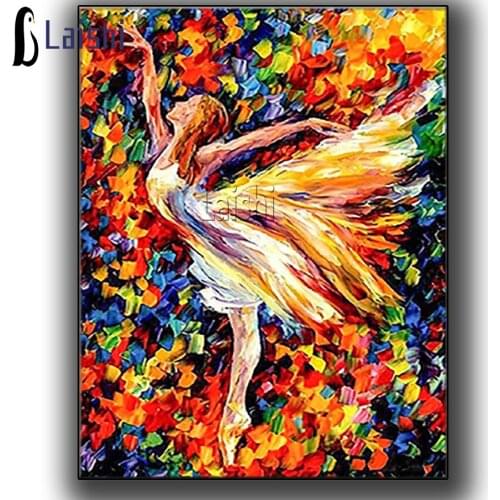 Diamond Painting Kits,Full Diamond Embroidery, Round Square Diamond Inlaid Mosaic, abstract Painted Dancing Girl Art Decoration