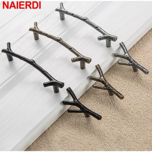 NAIERDI 10PCS Zinc Alloy Tree Branch Cabinet Handles Silver Bronze Furniture Handle Kitchen Drawer Knobs Door Pulls Hardware