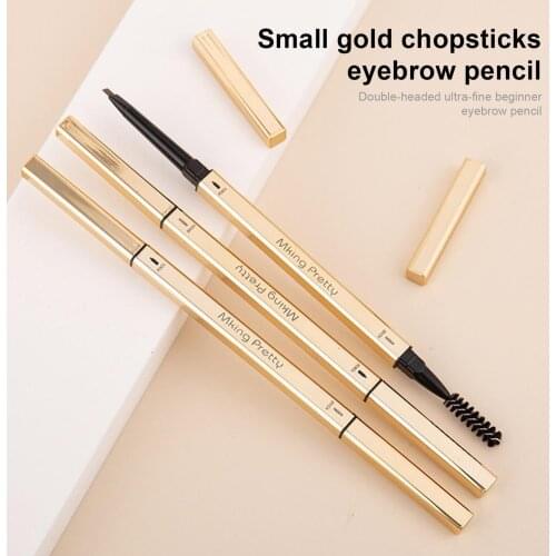 0.1g Double Head Eyebrow Filler Novelty Stylish Square Golden Color Body Eyebrow Filling Pen Waterproof Eyebrow Makeup Cosmetic