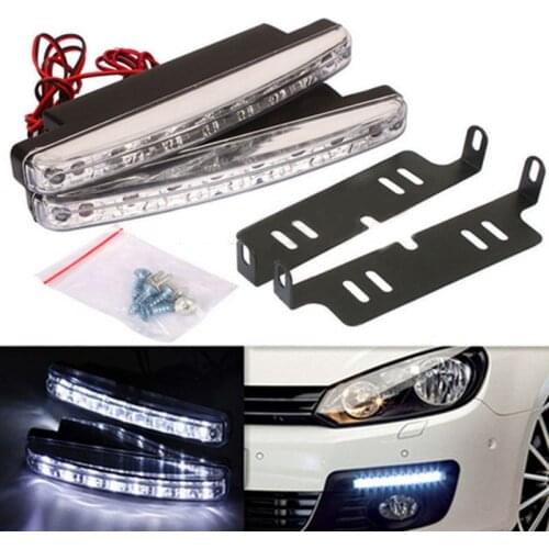 Newest 2pcs High Quality Super White 8 LED Daytime Running Lights 12V DC Headlight Universal parking Lamp 12V