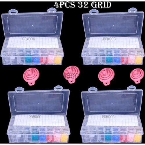 12/32/64/96/128 Slot Transparent Plastic Storage Box Diamond Painting Accessories Tool Nail Art Rhinestone Bead Storage Box