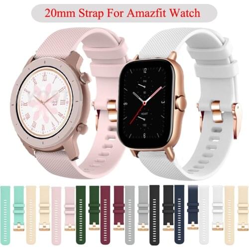 Strap For Xiaomi Huami Amazfit GTS 2e 20MM Smart Watch Band Amazfit GTR 42mm Bip U/S GTS2 Mini Silicone Bracelet Sport Wristband
