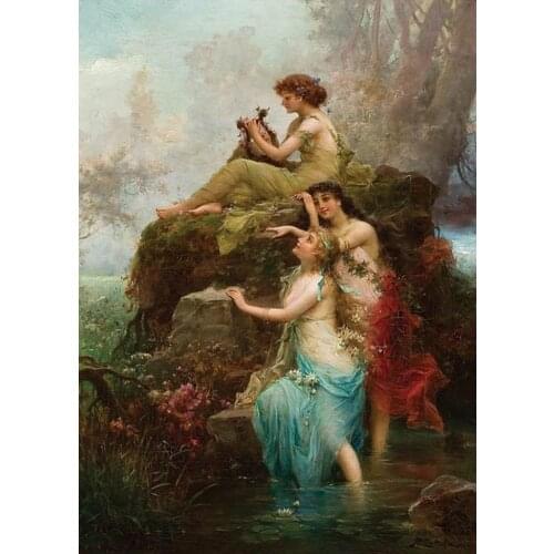 Embroidery Mermaid and Goddess People Oil Painting Needlework 14CT Canvas Unprinted DIY Cross Stitch Kits Handmade Art Decor