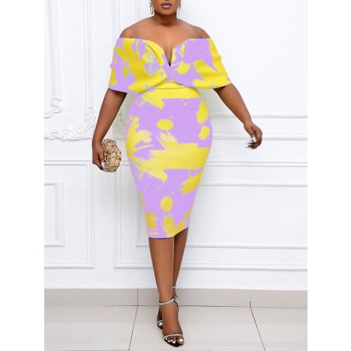 Women Bodycon Printed Dress V Neck Sexy Off Shoulder Party Clubwear Package Hip Evening Clubwear Night Date Out Summer Robes New