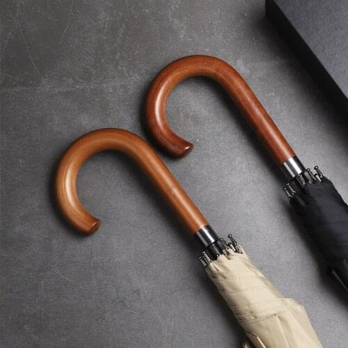 Retro Japanese Umbrellas Business Automatic Mountaineering Wooden Handle Rain Umbrella Waterproof Men Paraguas Rain Gear DF50YS