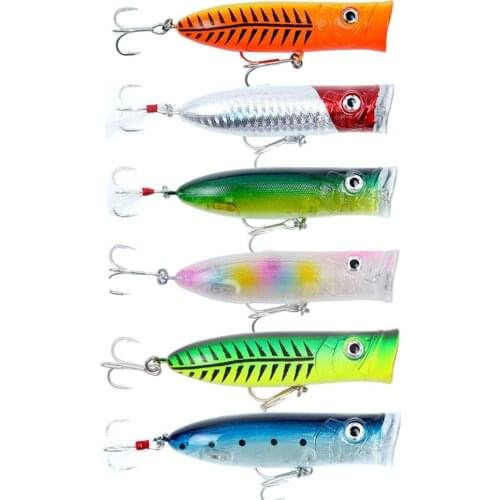 1pcs Popper Fishing Lure isca 19g/9cm artificial floating bait 3D eyes Wobblers with 6# high carbon steel treble hook Lures