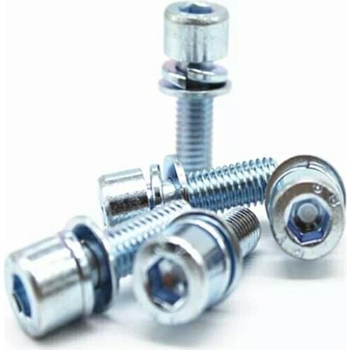 10pcs M8 Allen cylindrical head screws cup header spring pad washer three combinations screw blue and white zinc 12mm-40mm long