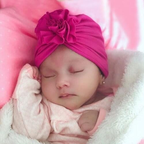 New Fashion Flower Baby Hat Newborn Elastic Baby Turban Hats for Girls 16Colors Cotton Infant Beanie Cap 10 PC