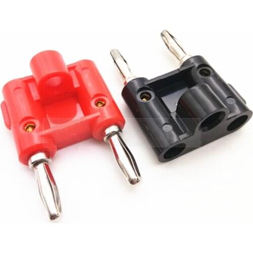 2 Pcs/ Lot Double Row 4mm Banana Plug Connector Adapter Two-position Audio Plug Lantern Cross Plug Connector 4mm Speaker Plug