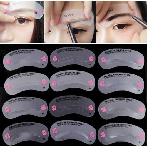 24 Pcs Reusable Eyebrow Stencil Set Eye Brow DIY Drawing Guide Shaping Grooming Template Card Easy Makeup Beauty Kit SANA889