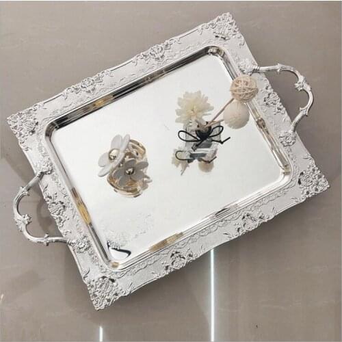 50x33cm fashion silve plate kitchen tray metal serving tray decorative wedding trays trays decorative cake stand tray organizer