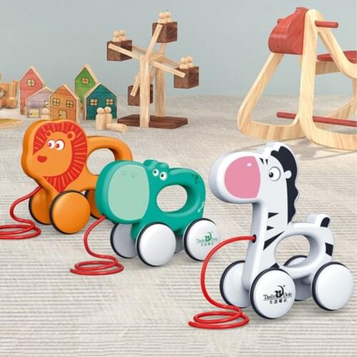 7 Drag Cartoon Baby Drag Toddler Toy Car Pull Animal Puppies Giraffe Baby Early Teaching Walker Funny Toys