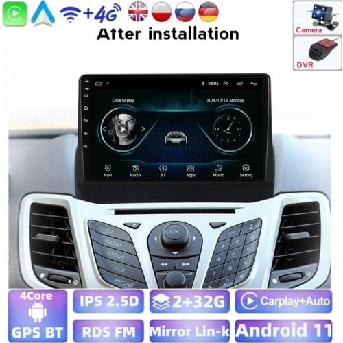 Car GPS Radio Multimedia Player Navigation Android System 2.5D 4Core DVD For Ford Fiesta 2009-2017 Support WIFI BT SWC