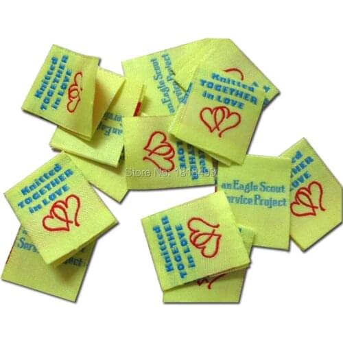 Free shipping custom clothing woven labels with loop fold or center fold/clothing collar labels/t-shirt tags logo 1000 pcs a lot