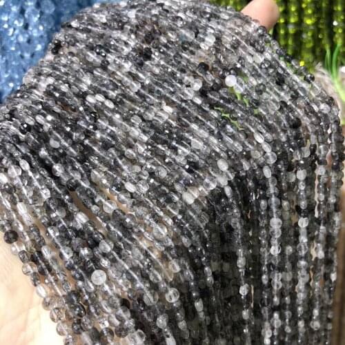 Natural Aquamarines Stone Beads 4mm Round Faceted Loose Spacer Beads for Jewelry Making Bracelet DIY Necklace