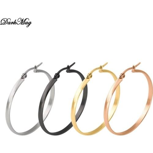 DarkMag Trendy Large Hoop Earrings Big Smooth Circle Earrings Basketball Brincos Celebrity Brand Loop Earrings for Women Jewelry