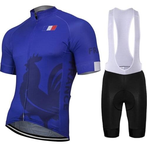 France 2021 Summer Cycling Jersey Set Bike Road Mountain Race Blue Tops Bicycle Wear Racing Clothing 9D Gel Breathable Ciclismo