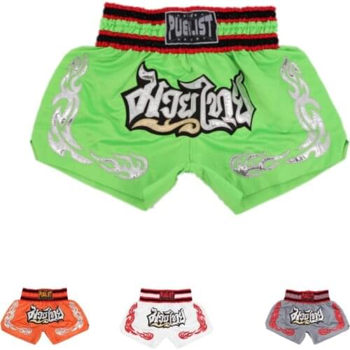 Fluorescent green in top boxing pants printing MMA Shorts Fight Grappling Short pant Kickboxing Gel Boxing Muay Thai Pants short