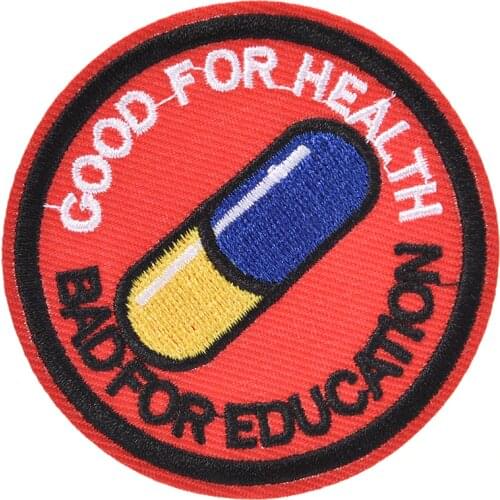 Hot Sale Fashion Japanese Akira Kaneda Good for Health, Bad for Education Iron on Patch