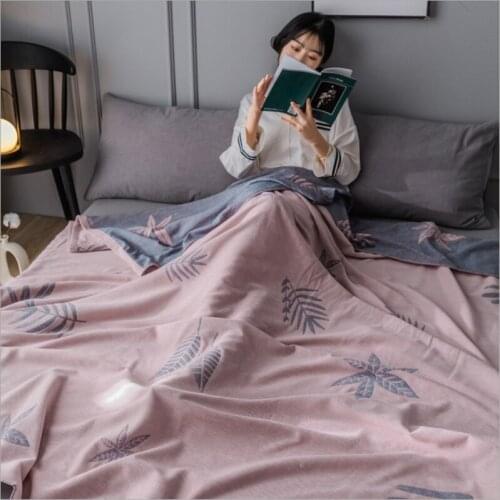Nordic Summer thin blanket double gauze towel quilt cotton cool quilt air conditioning blanket Bedspread on the bed