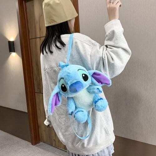 Cartoon Blue Stitch Plush Backpack Cute Stitch Backpacks Stuffed Plush Dolls For Girls Bags Soft Christmas Gift