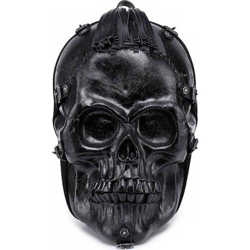 REJS LANGT Skull Backpack Men Fit 15.6 Inch Laptop Backpack Black Large Capacity Scary Halloween Funny Daypack Mochila
