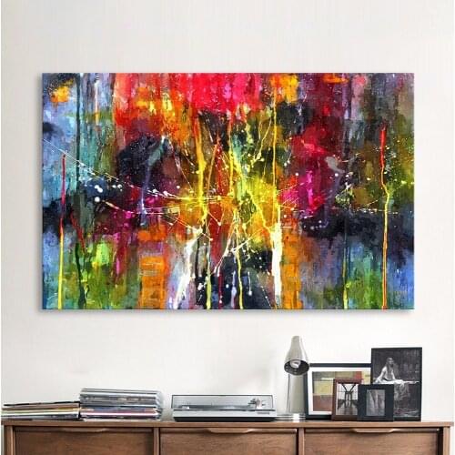 QKART Abstract Painting Colorful Canvas Wall Pictures for Living Room Office Bedroom Modern Canvas Oil Painting