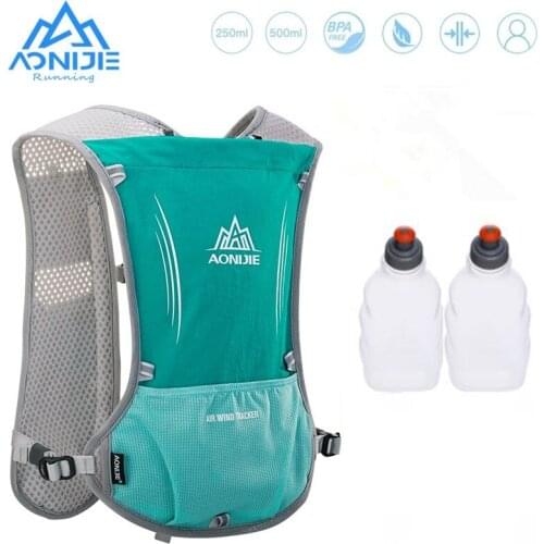 AONIJIE E913 Hydration Backpack Bag 250ml Vest Harness with Water Bladder 450ml Soft Flask Hiking Camping Running Marathon 5L