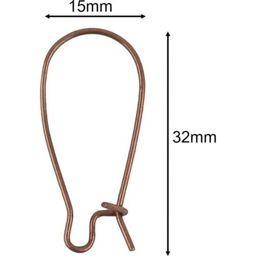 100 pcs solid brass 32mm French teardrop Earring Wire Hook Dangle Charm DIY Making findings assorted colors