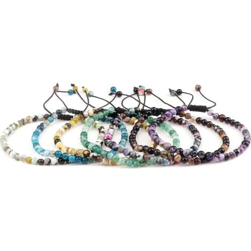 Charm 4mm Agates Chakra Beads Yoga Bracelet Natural Onyx Stone Adjustable Woven Women men Bracelets Jewelry For Best Friend Gift