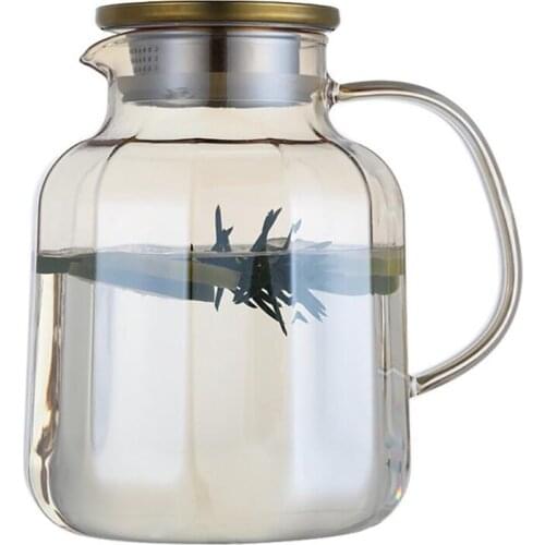 67Oz Glass Pitcher with Lid Iced Tea Pitcher Water Jug Hot Cold Water Ice Tea Wine Coffee Milk and Juice Beverage Carafe