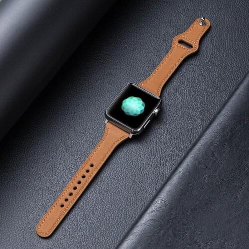 Slim strap For Apple watch band 40mm 44mm iWatch 38mm 42mm 44 mm Genuine Leather watchband bracelet Apple watch 6 5 4 3 se band