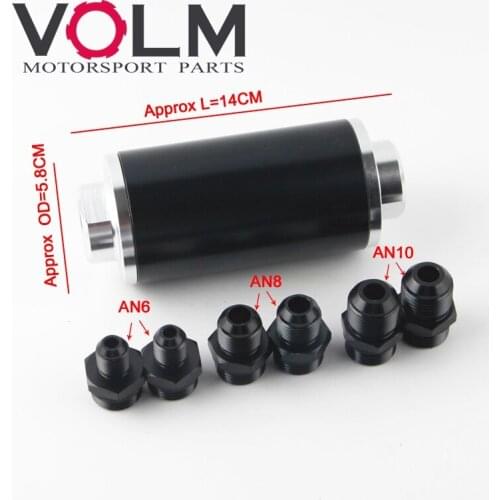 Universal 58MM fuel filter AN6 8 10 fitting adapter 100 micron stainless steel filter element FF01