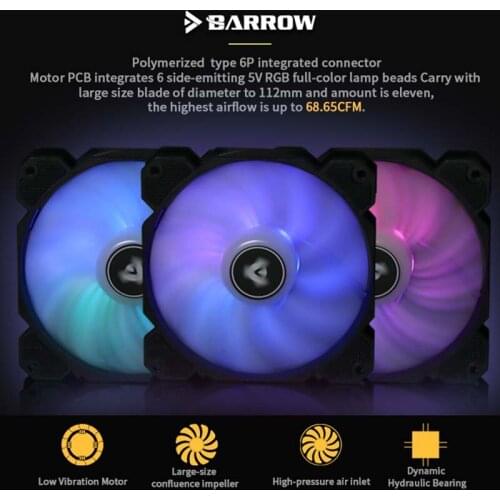 Barrow PC cooling 120mm fan PWM RGB 5V Fan 6 PIN for Radiator Computer Case heatsink BF04-PR