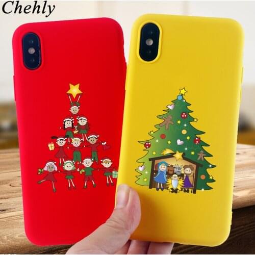 Funny Cell Phone Case for IPhone 6s 7 8 11 Plus Pro X XS MAX XR Christmas tree Cases Soft Silicone Fitted TPU Cover Accessories