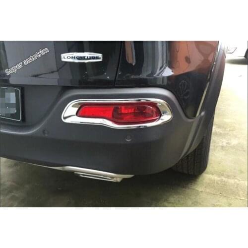 Lapetus Rear Fog Lights Lamp Foglights Cover Trim 2 Pcs / Set Fit For Jeep Cherokee 2014 2015 2016 2017 ABS Accessories Exterior