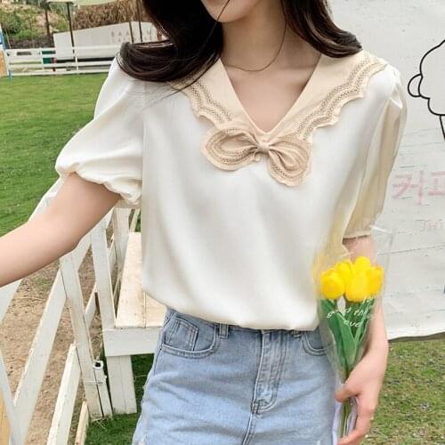 2021 summer Scalloped Black crop tops V Neck Slim Vintage crop top women Short Regular Sleeves tops women2021