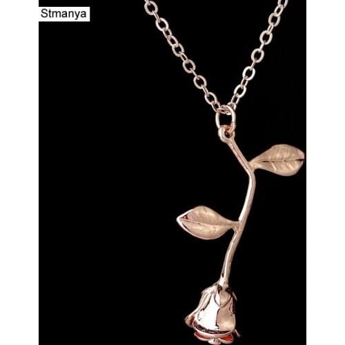 Hot New Delicate Rose Flower Pendant Necklace Women fashion Jewelry Bridesmaid Gift Beauty And The Beast Choker Necklaces N1148