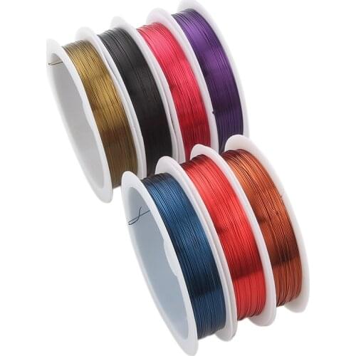 1 Roll 0.3/0.4mm Elastic Cord Copper Wire For Jewelry Making DIY 7 Colors Red Blue Wire Beading Cord String Findings Handmade