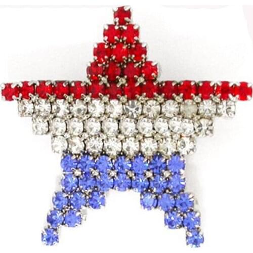 100pcs/lot 45mm Rhinestone Patriotic American Flag Star Pendant