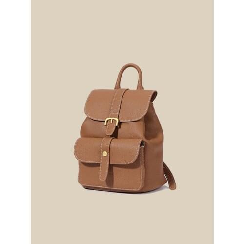 225 Casual Genuine Leather Women Backpack Teenager School Solid Bags